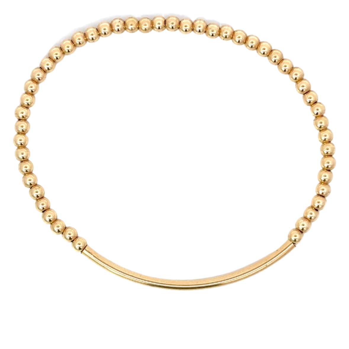 Gold Filled Bead Bracelet with Gold Bar
