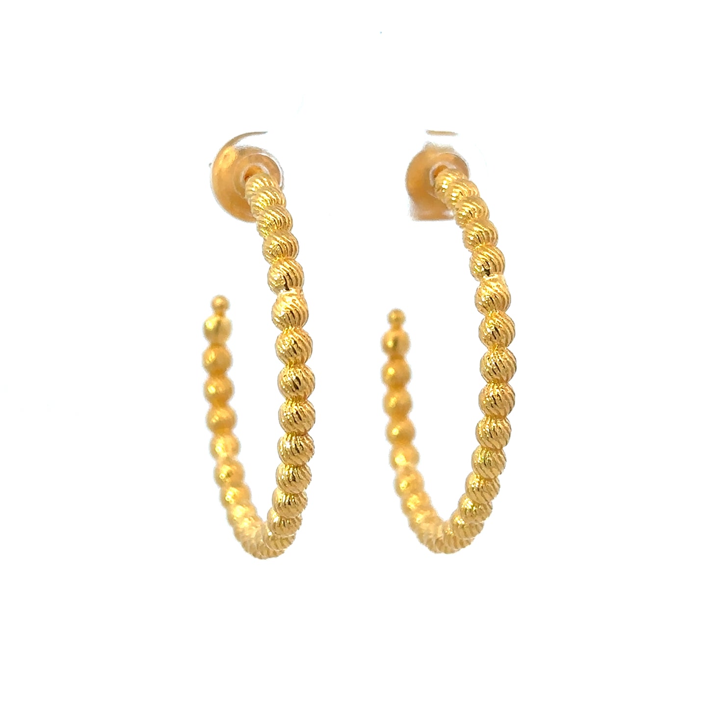 1.5" Vermeil Textured Bead Hoop