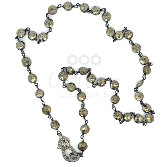 18" Sterling and Pyrite Chain with Single Side Pave Lobster