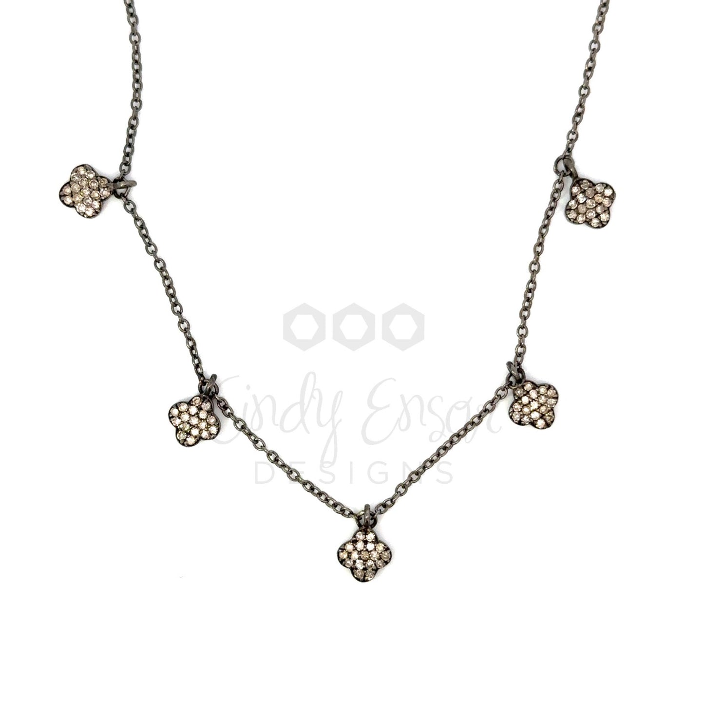 Sterling 5 Clover Station Necklace