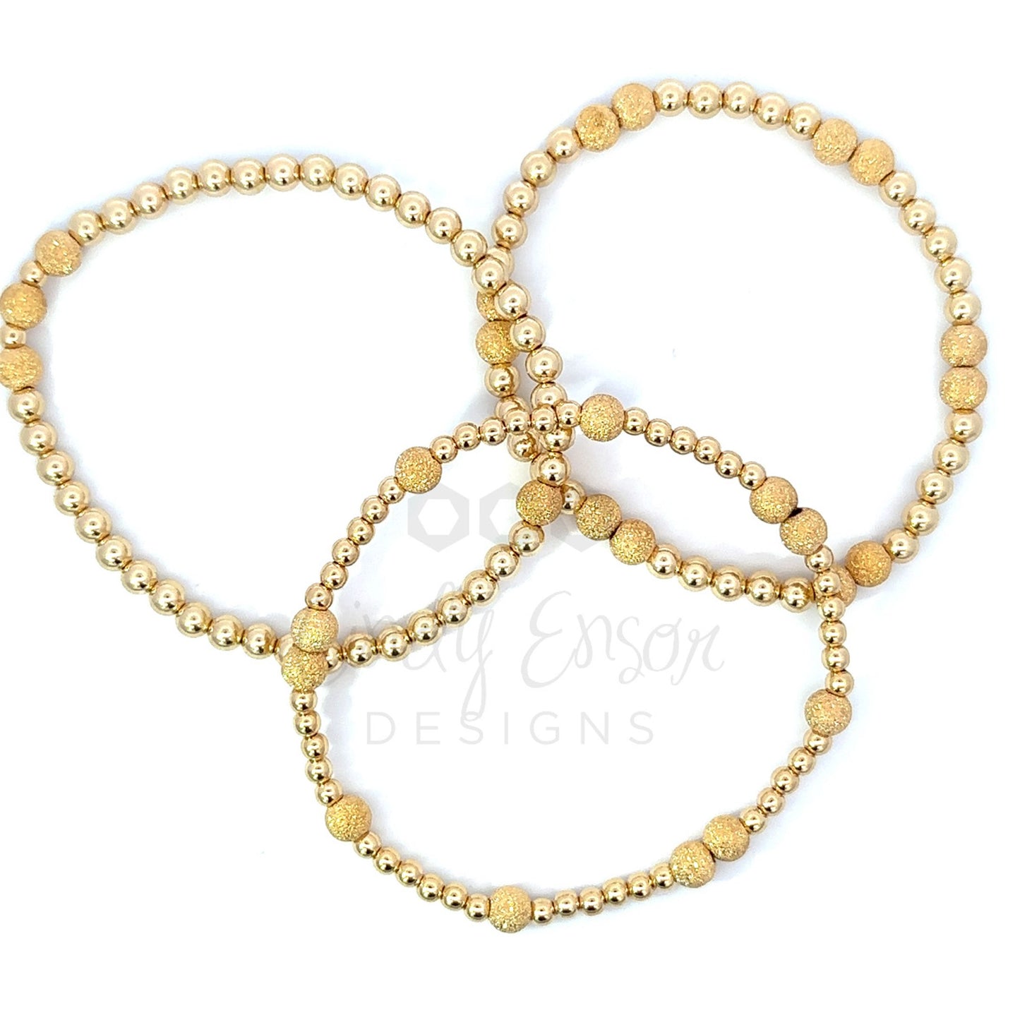 Yellow Gold Filled Multi Sized Bead Bracelet