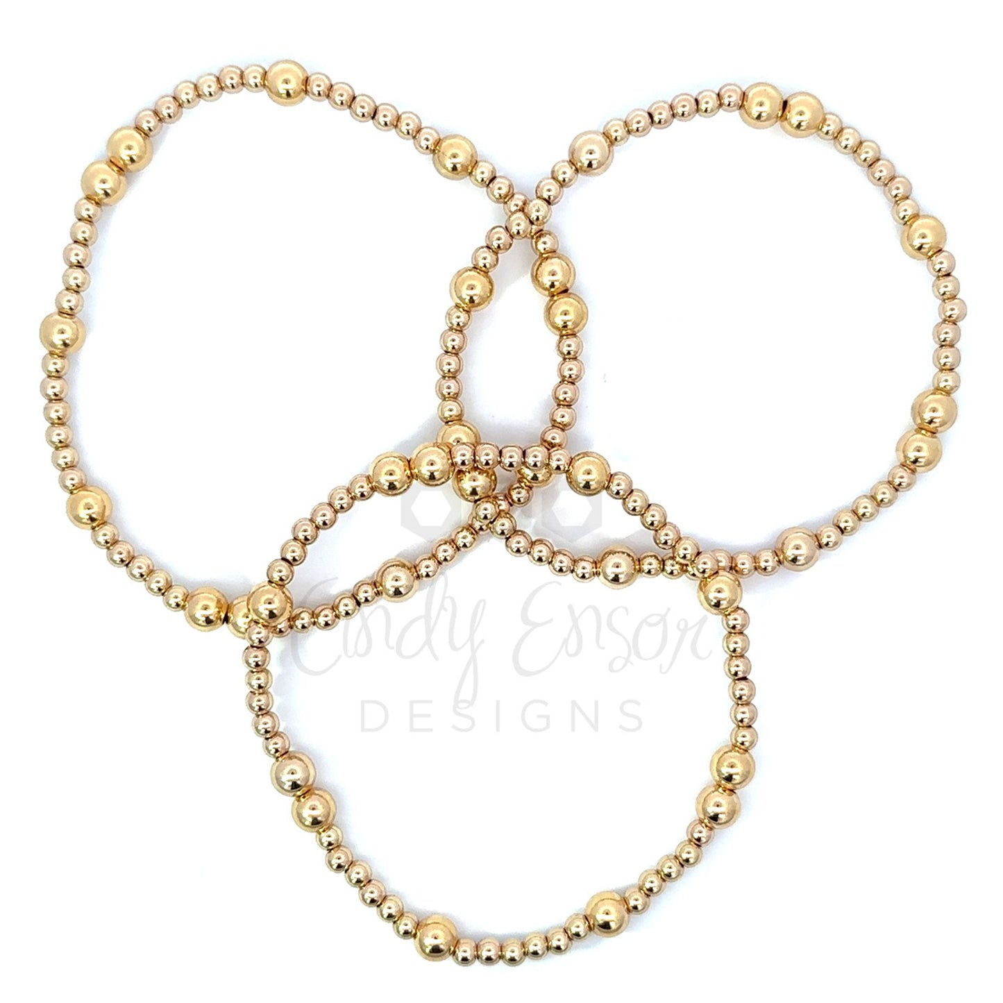 Yellow Gold Filled Multi Sized Bead Bracelet