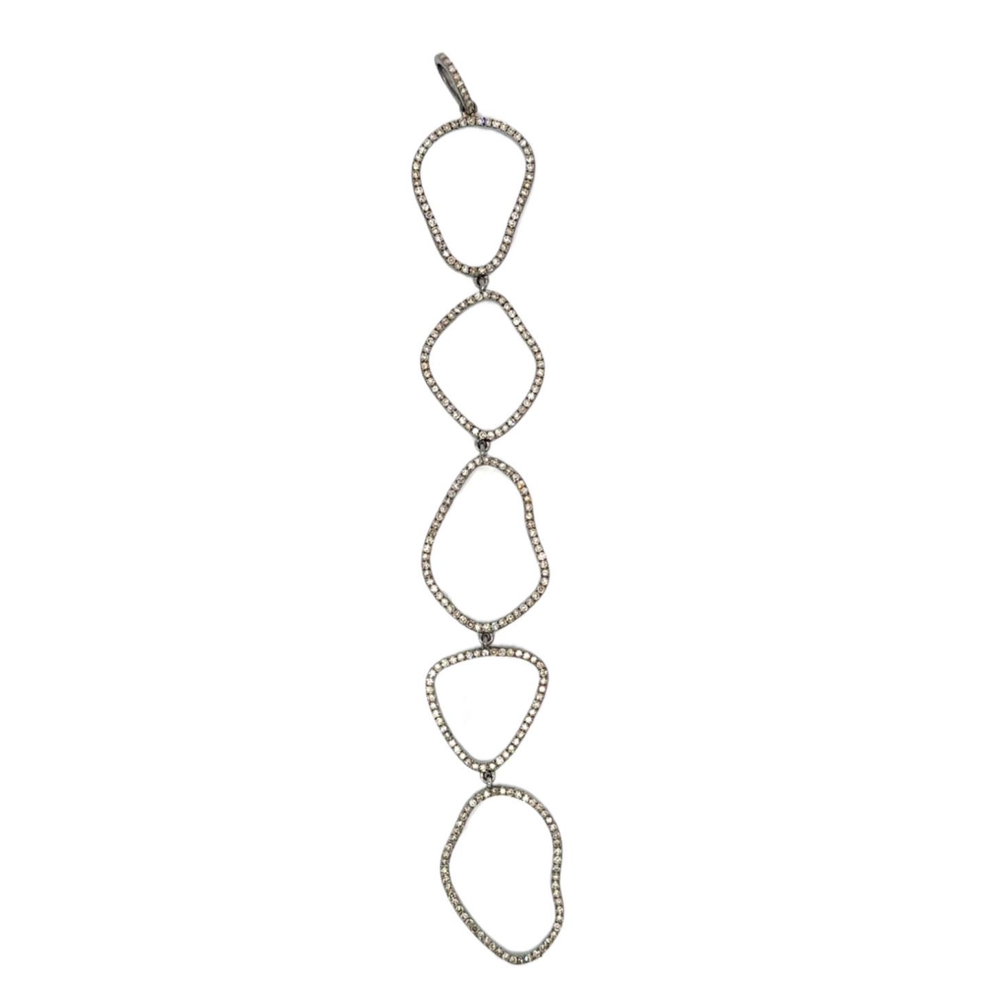 Long Pave Diamond Five Organic Shaped Pendant