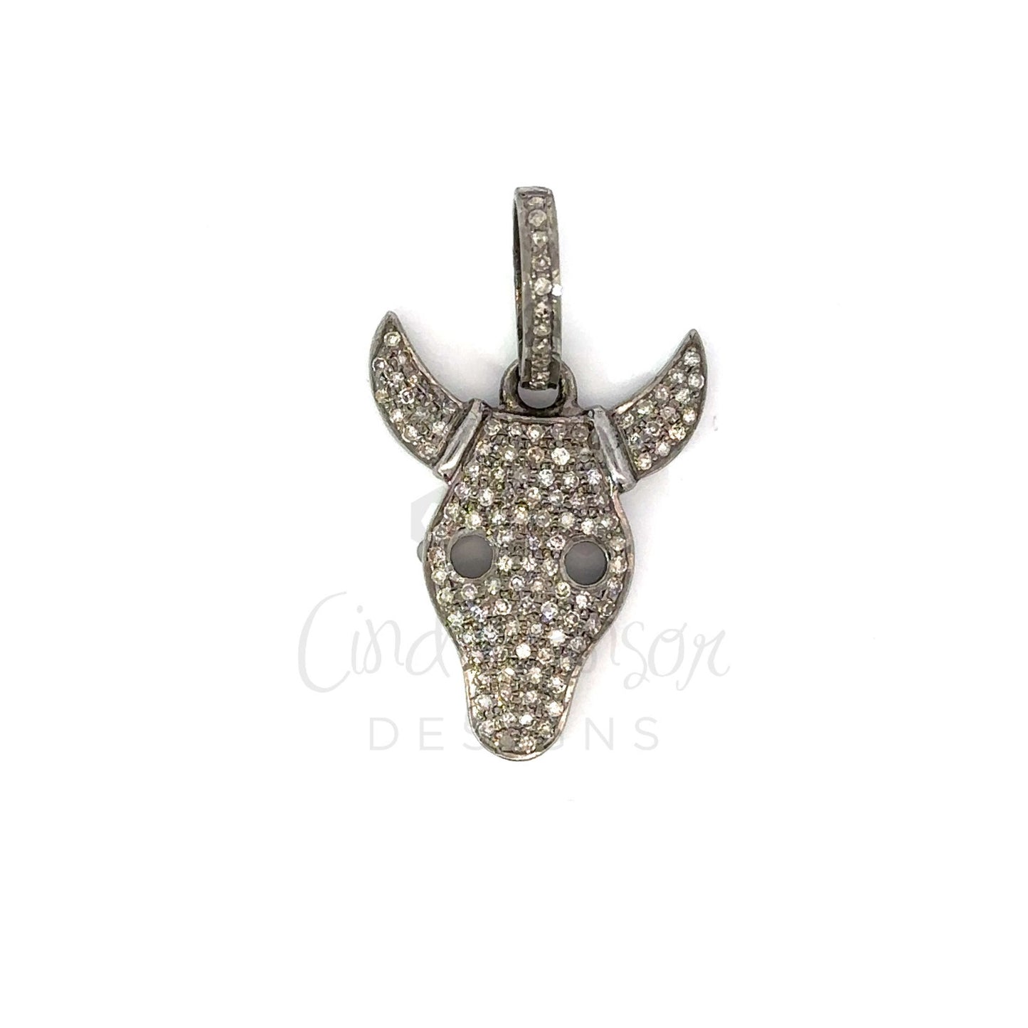 Sterling Silver Pave Diamond Longhorn Pendant