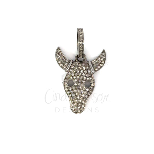Sterling Silver Pave Diamond Longhorn Pendant