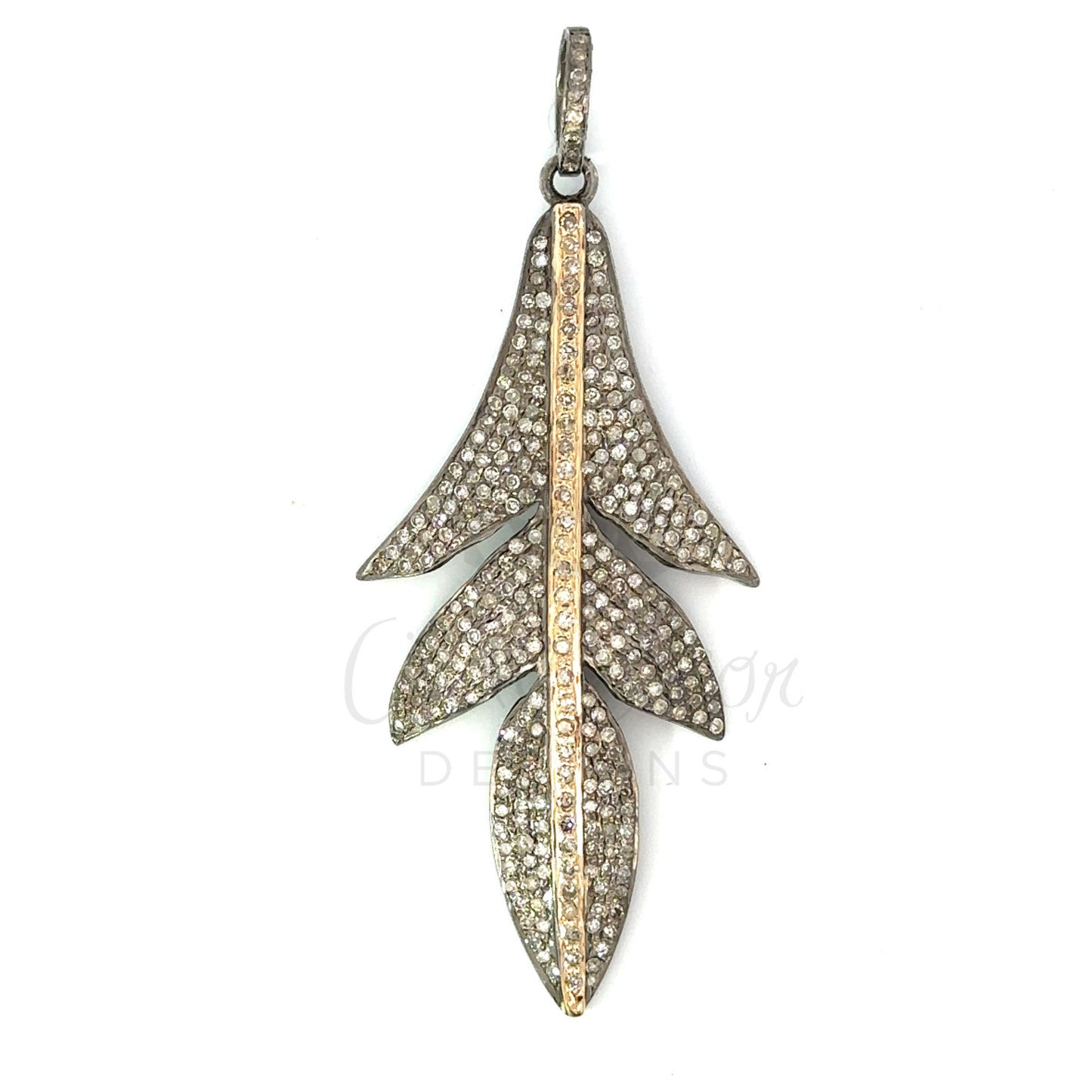 Pave Diamond Leaf Pendant