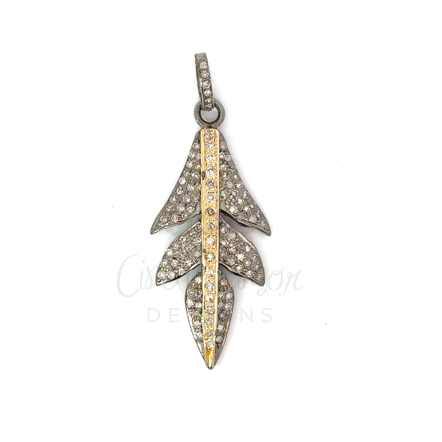 Pave Diamond Leaf Pendant