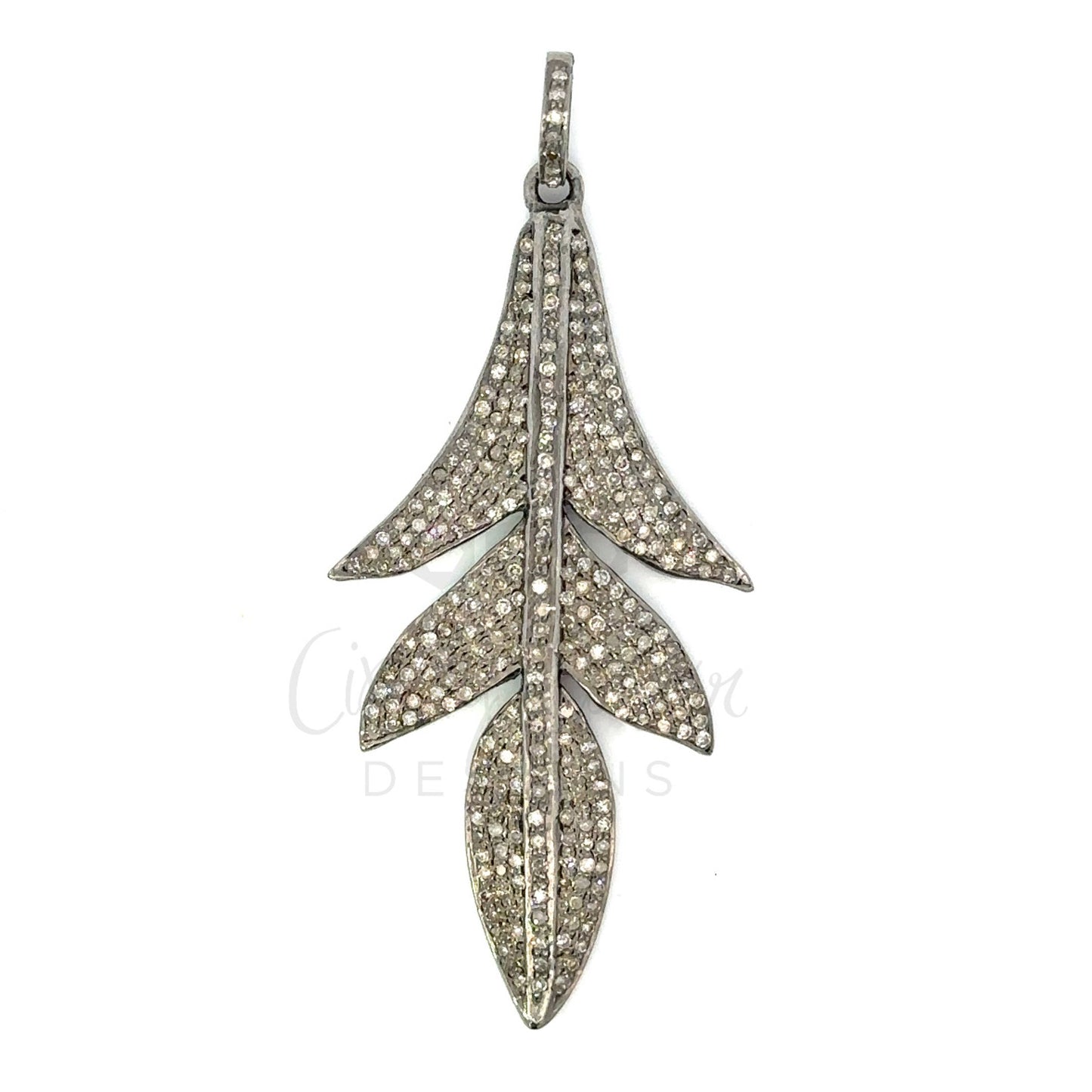 Pave Diamond Leaf Pendant