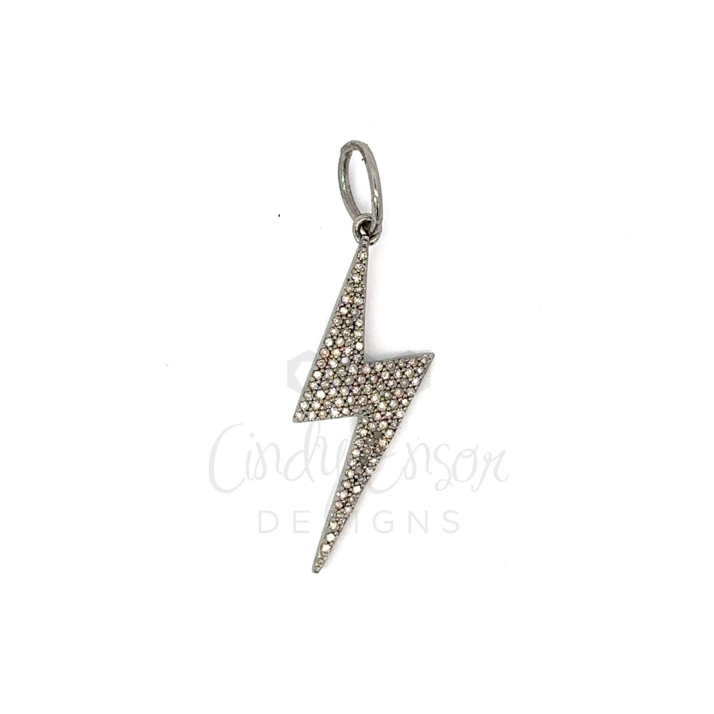Sterling Silver Pave Diamond Lightning Bolt Pendant