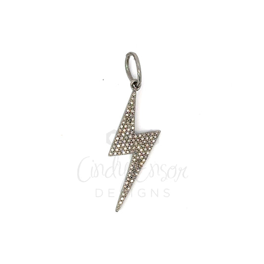 Sterling Silver Pave Diamond Lightning Bolt Pendant