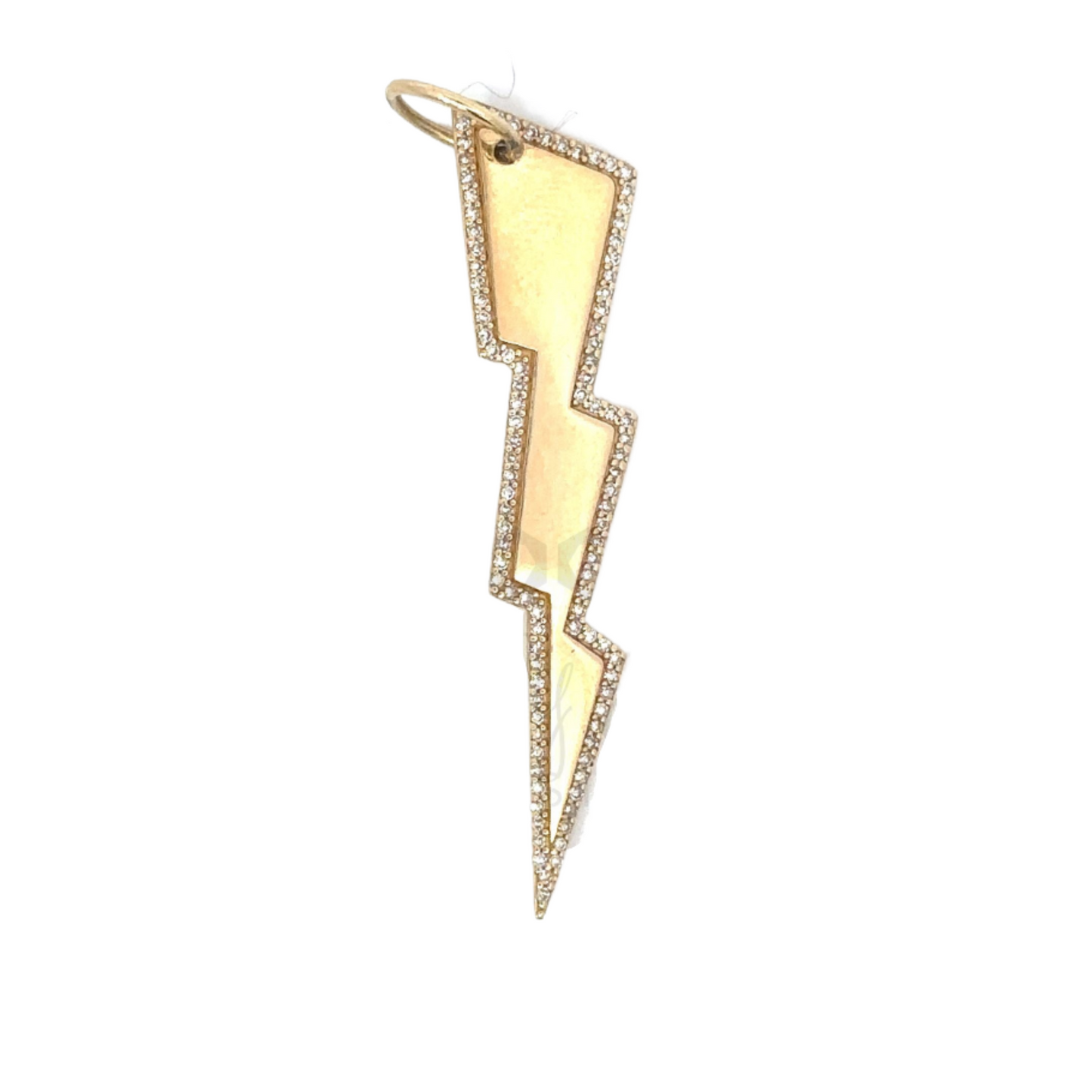 Lightning Bolt Pendant with Pave Diamond Border