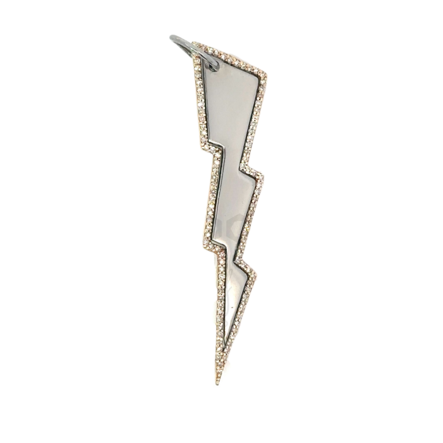 Lightning Bolt Pendant with Pave Diamond Border