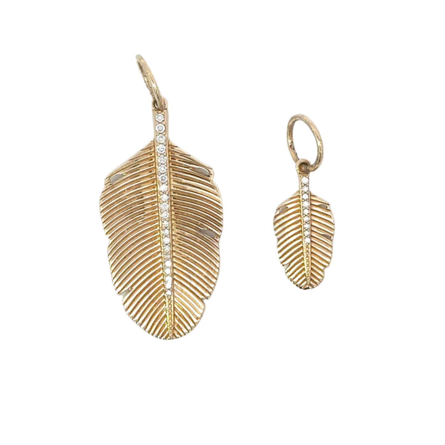 Feather Pendant with Pave Diamond Accent