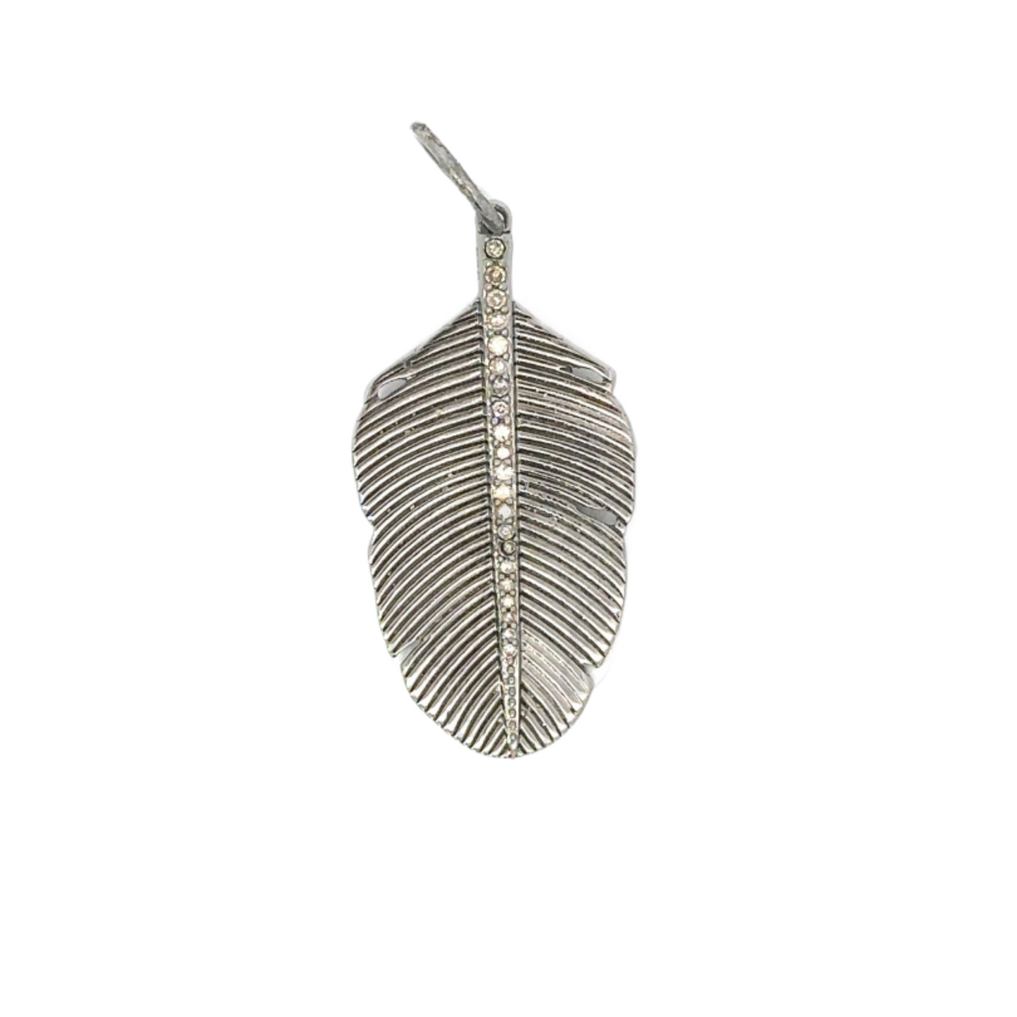 Feather Pendant with Pave Diamond Accent