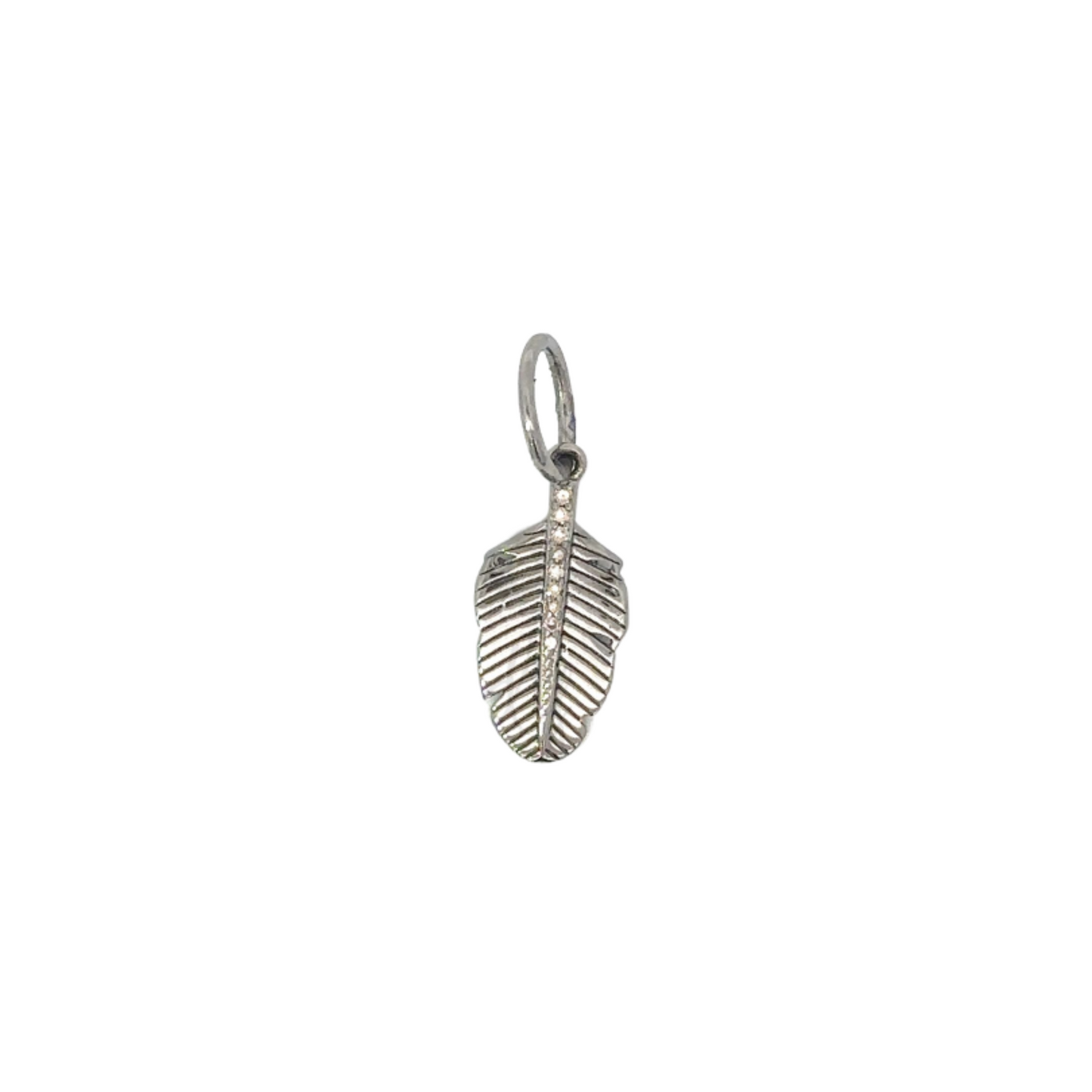 Feather Pendant with Pave Diamond Accent