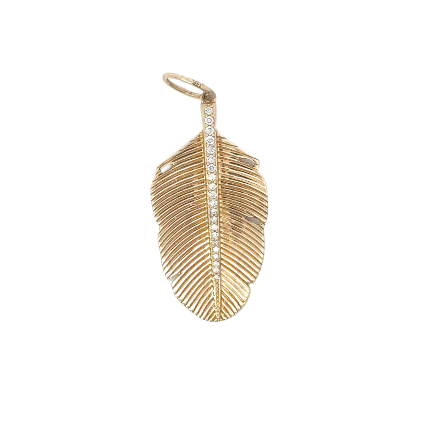 Feather Pendant with Pave Diamond Accent
