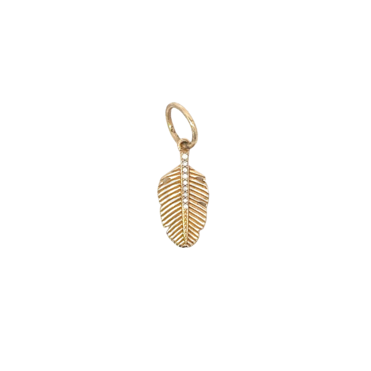 Feather Pendant with Pave Diamond Accent