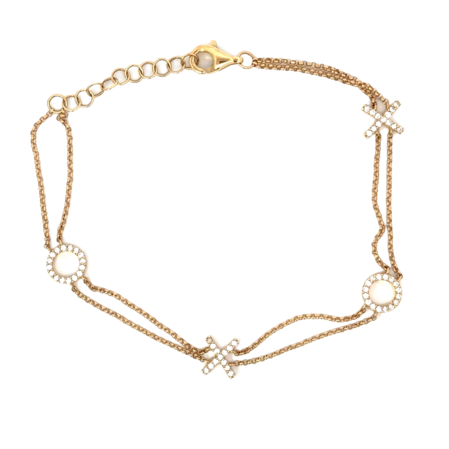 Pave Diamond XO Double Chain Bracelet