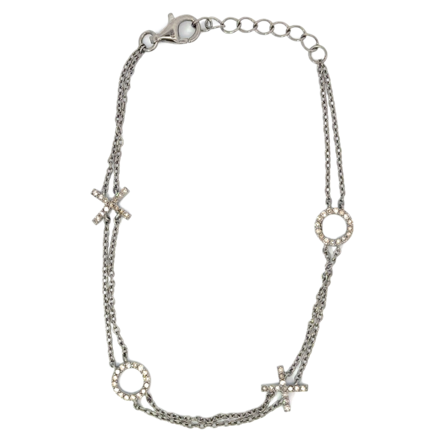 Pave Diamond XO Double Chain Bracelet