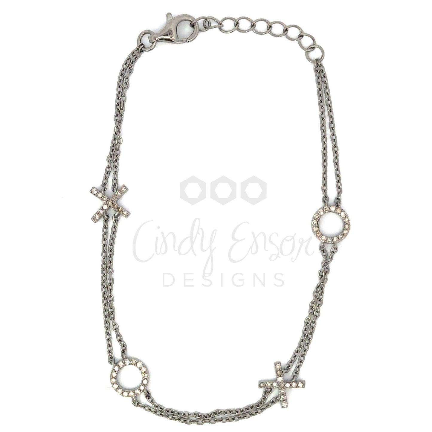 Pave Diamond XO Double Chain Bracelet