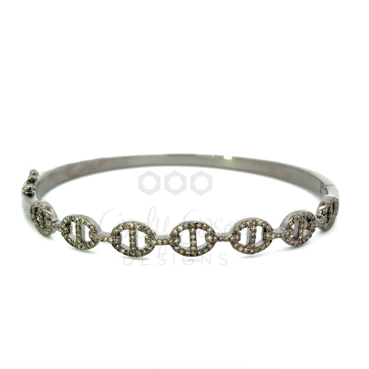 Sterling Silver Pave Diamond "Gucci Style" Bracelet