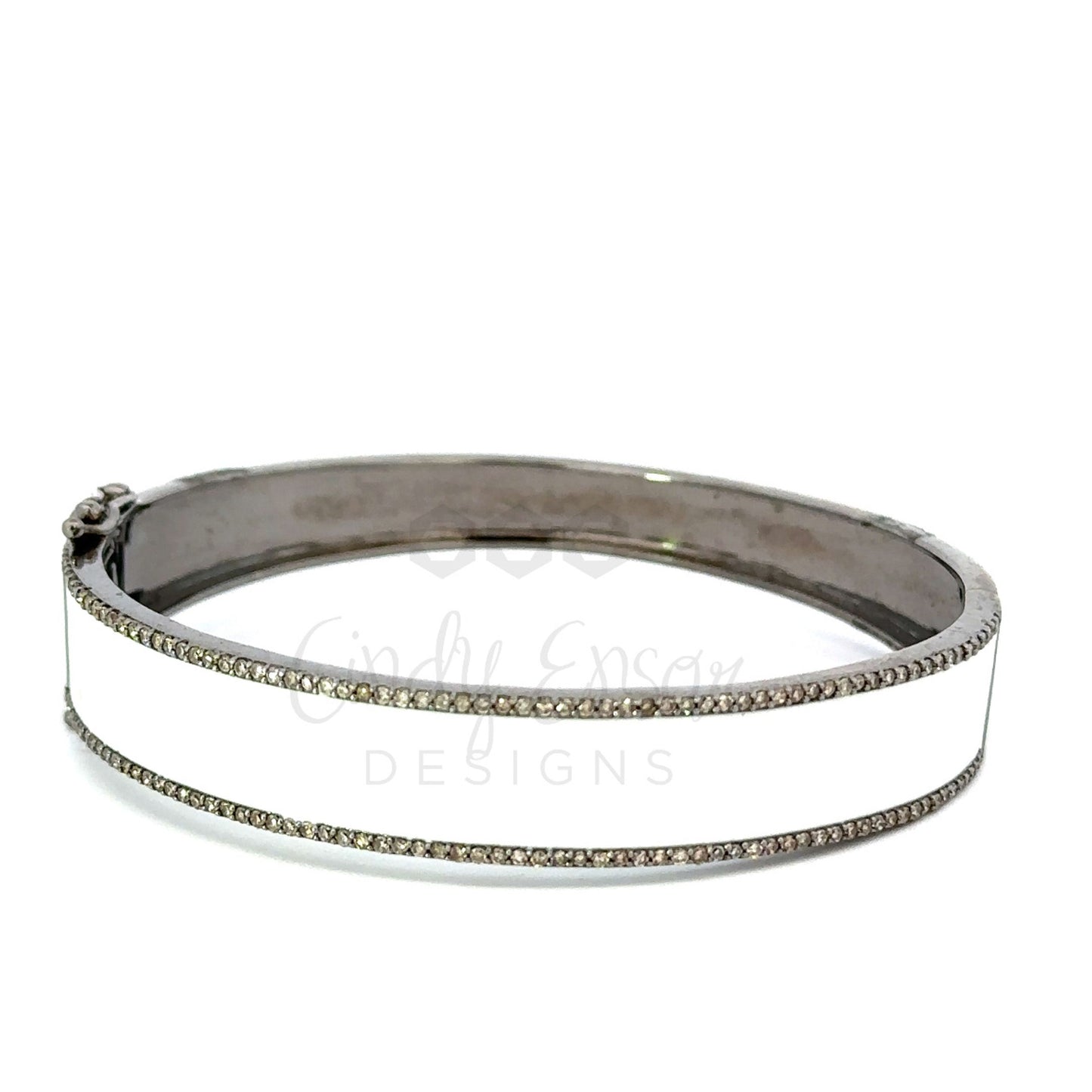 Enamel Bracelet with Pave Border