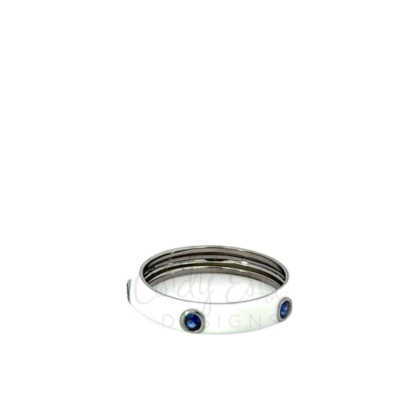 Enamel Three Blue Sapphire Band