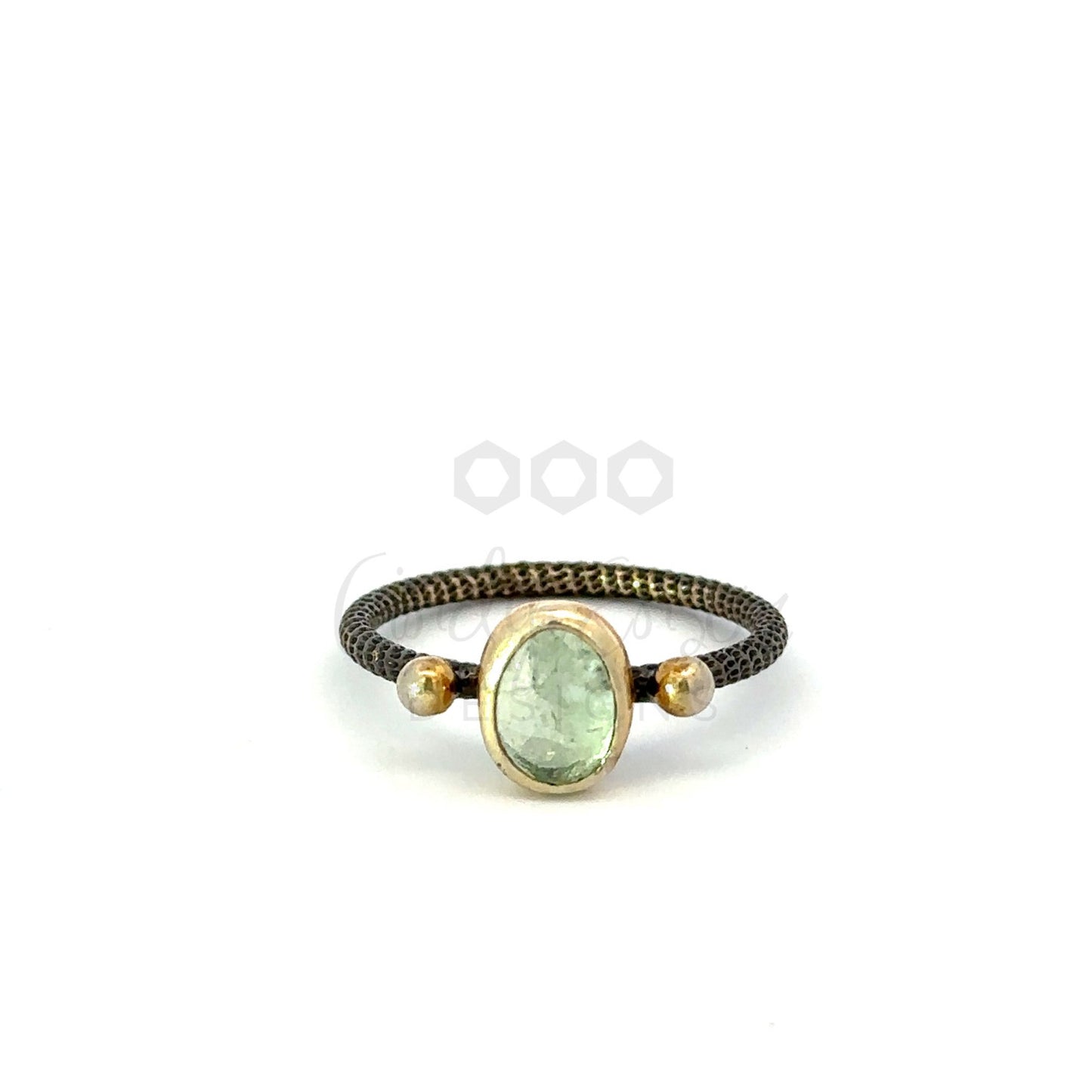 Sterling Blackened Medium Blue Topaz Ring