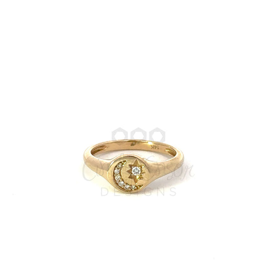 Yellow Gold Pave Celestial Diamond Ring