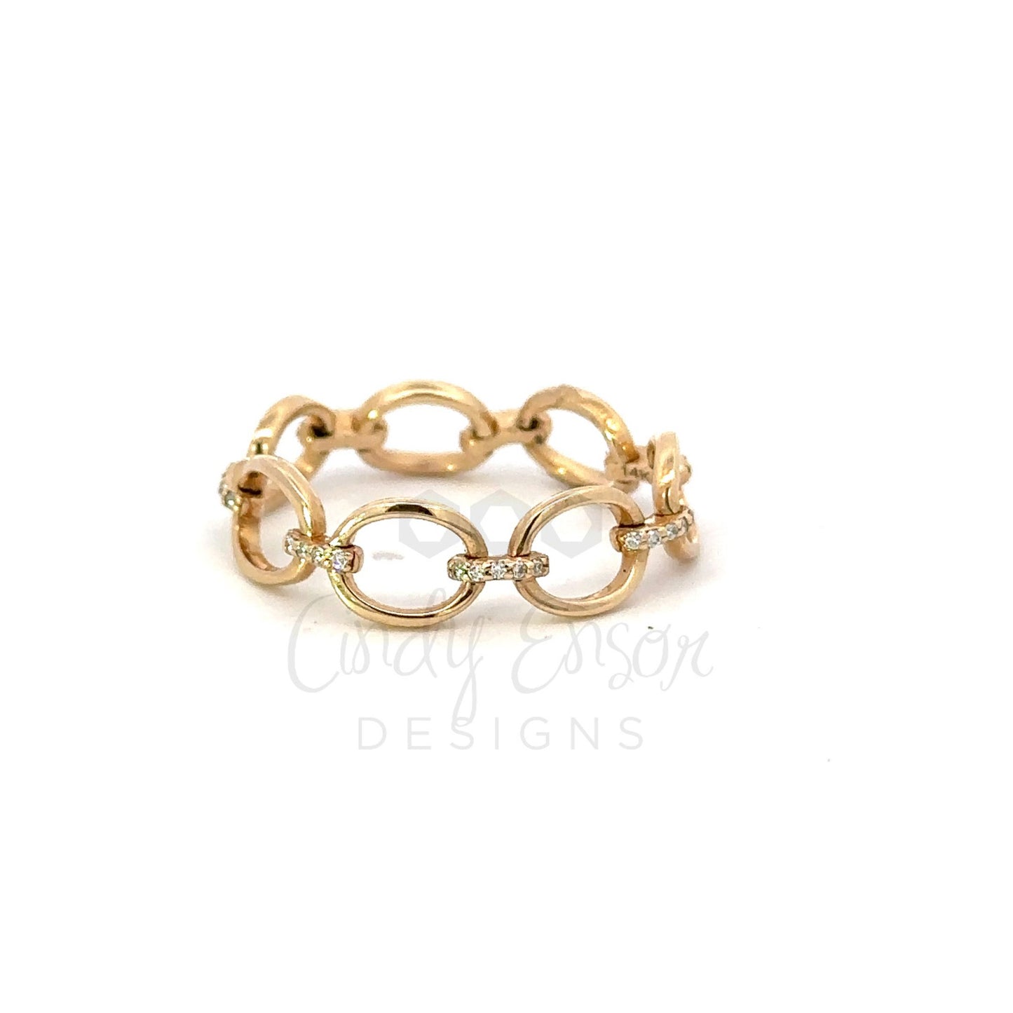Flexible Chain Link Ring with Pave Diamond Accents