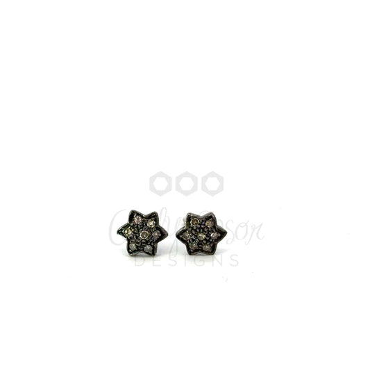 6 Point Pave Diamond Star Stud Earring