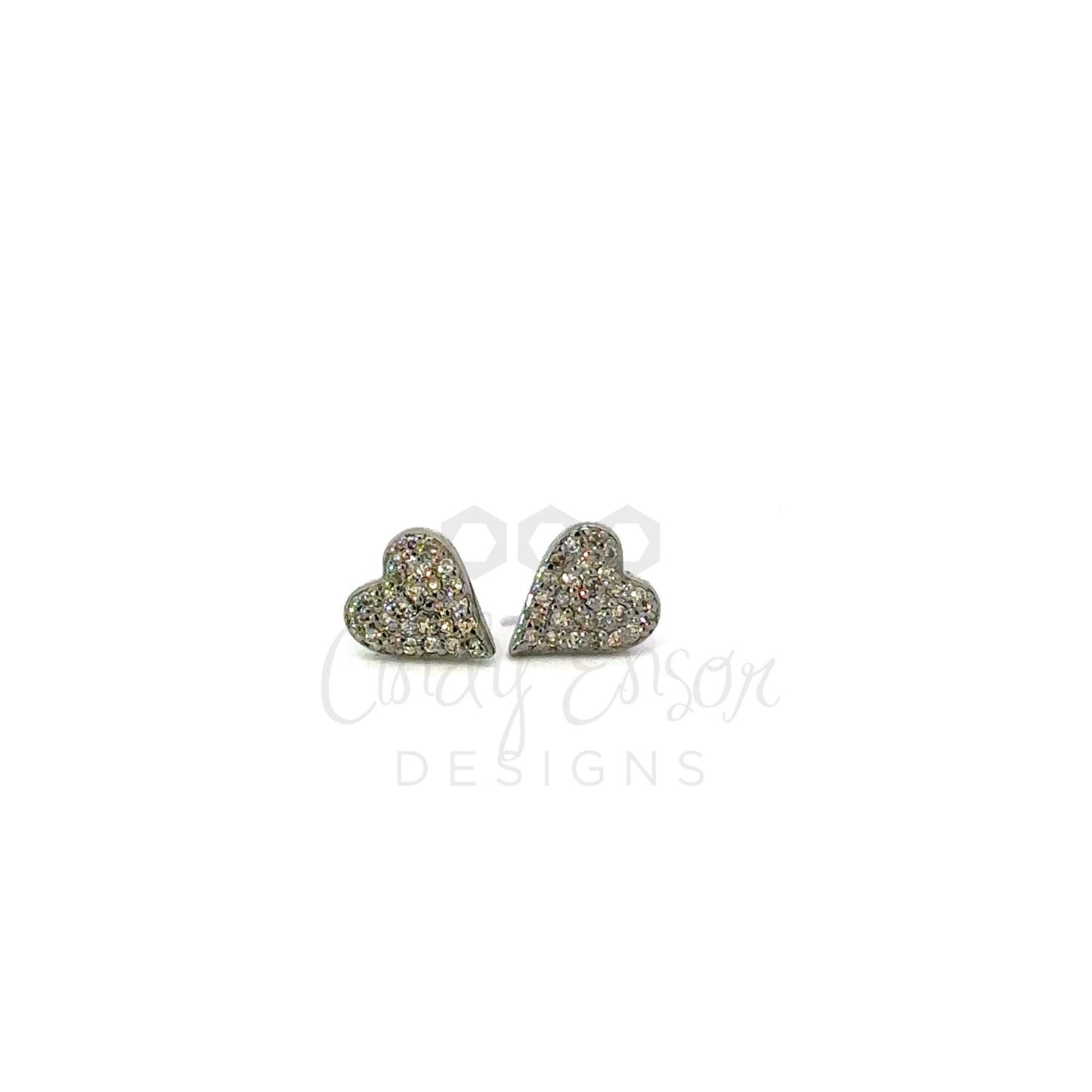 Pave Diamond Heart Stud Earring