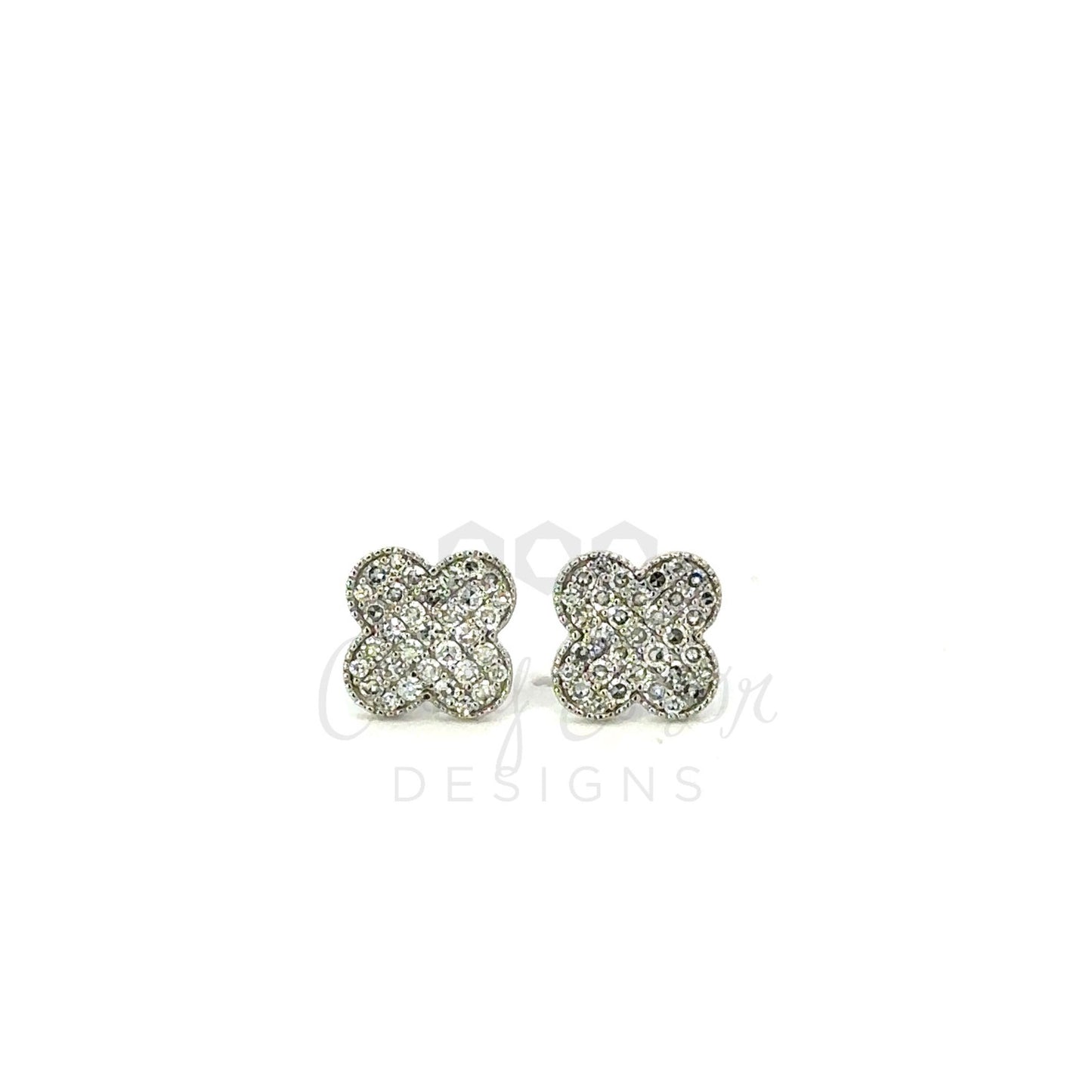 Pave Diamond Clover Earrings