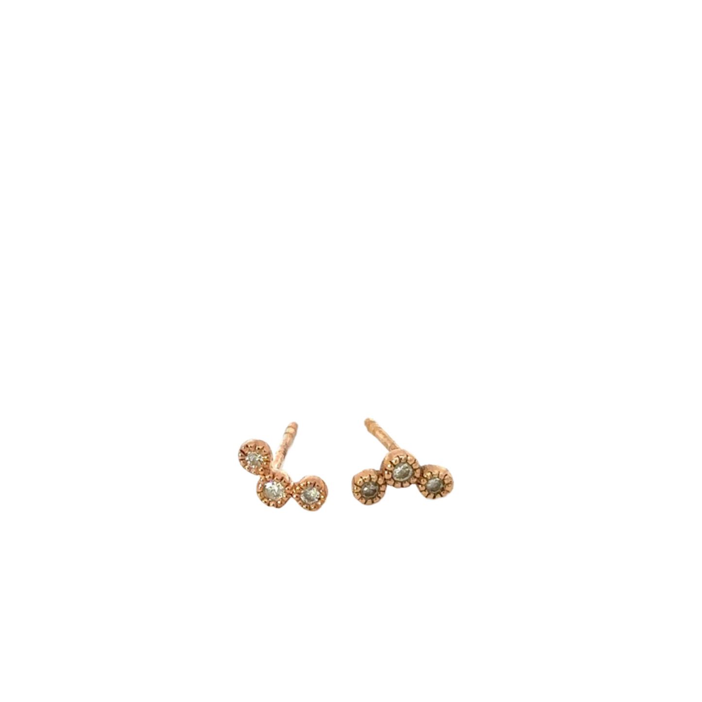 Triple Dot Diamond Milgrain Stud Earring