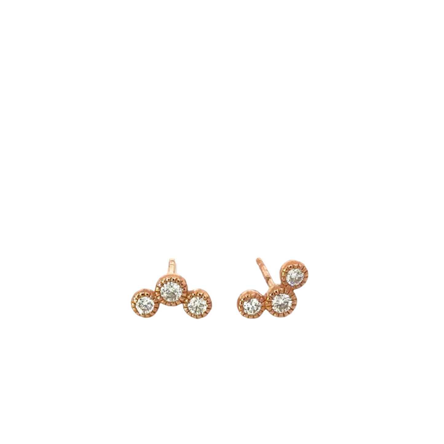 Triple Dot Diamond Milgrain Stud Earring