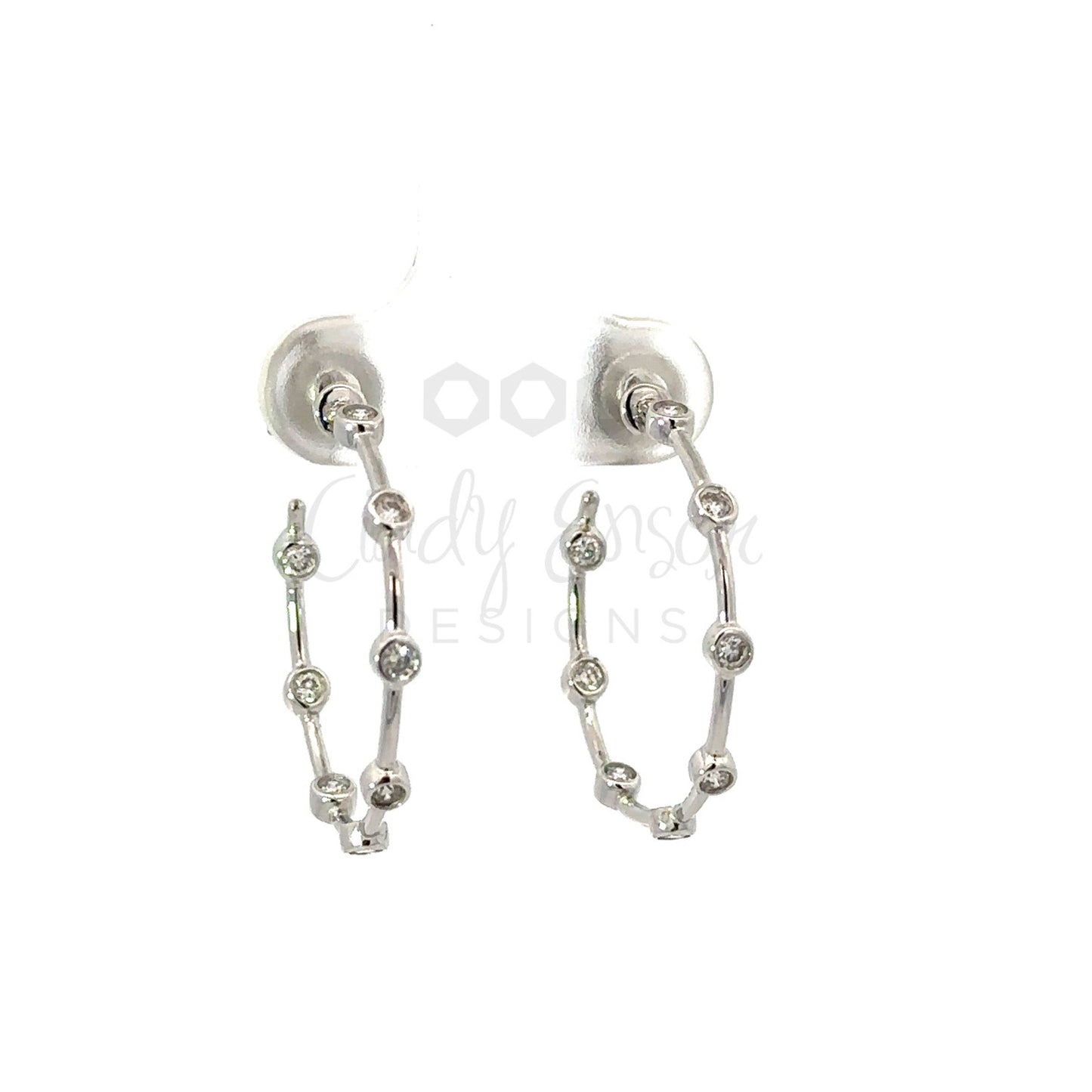 Hoop Earring with 8 Station Bezeled Diamonds