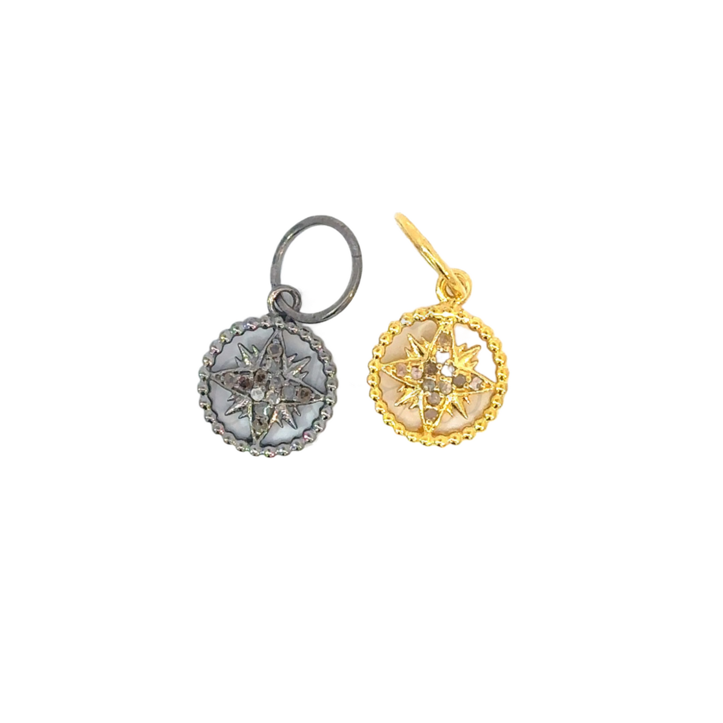 Open Pave Diamond Compass Star Pendant