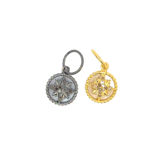 Open Pave Diamond Compass Star Pendant