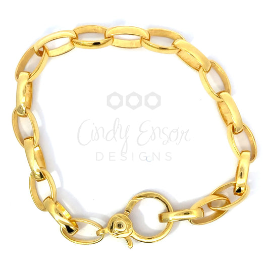 Gold Vermeil Rounded Link Bracelet with Large Lobster