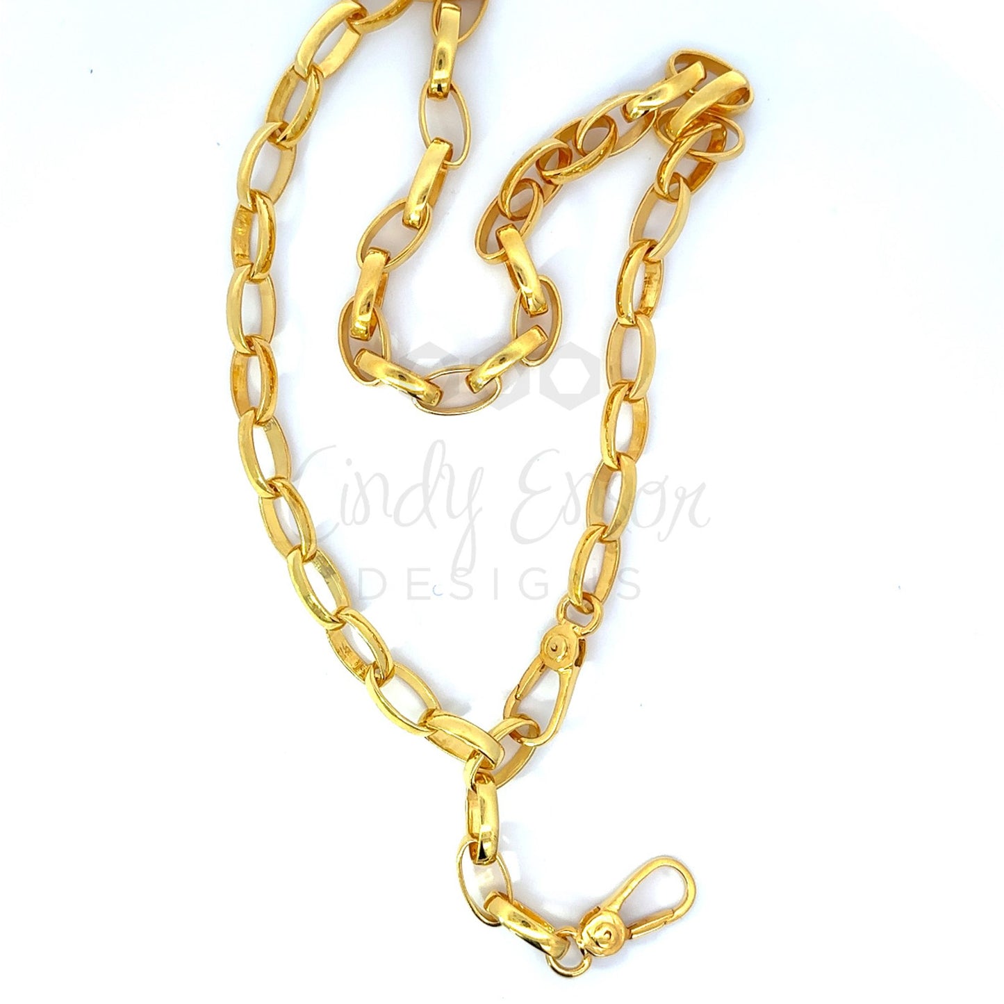 Gold Vermeil Rounded Link Necklace with Lobster Clasps