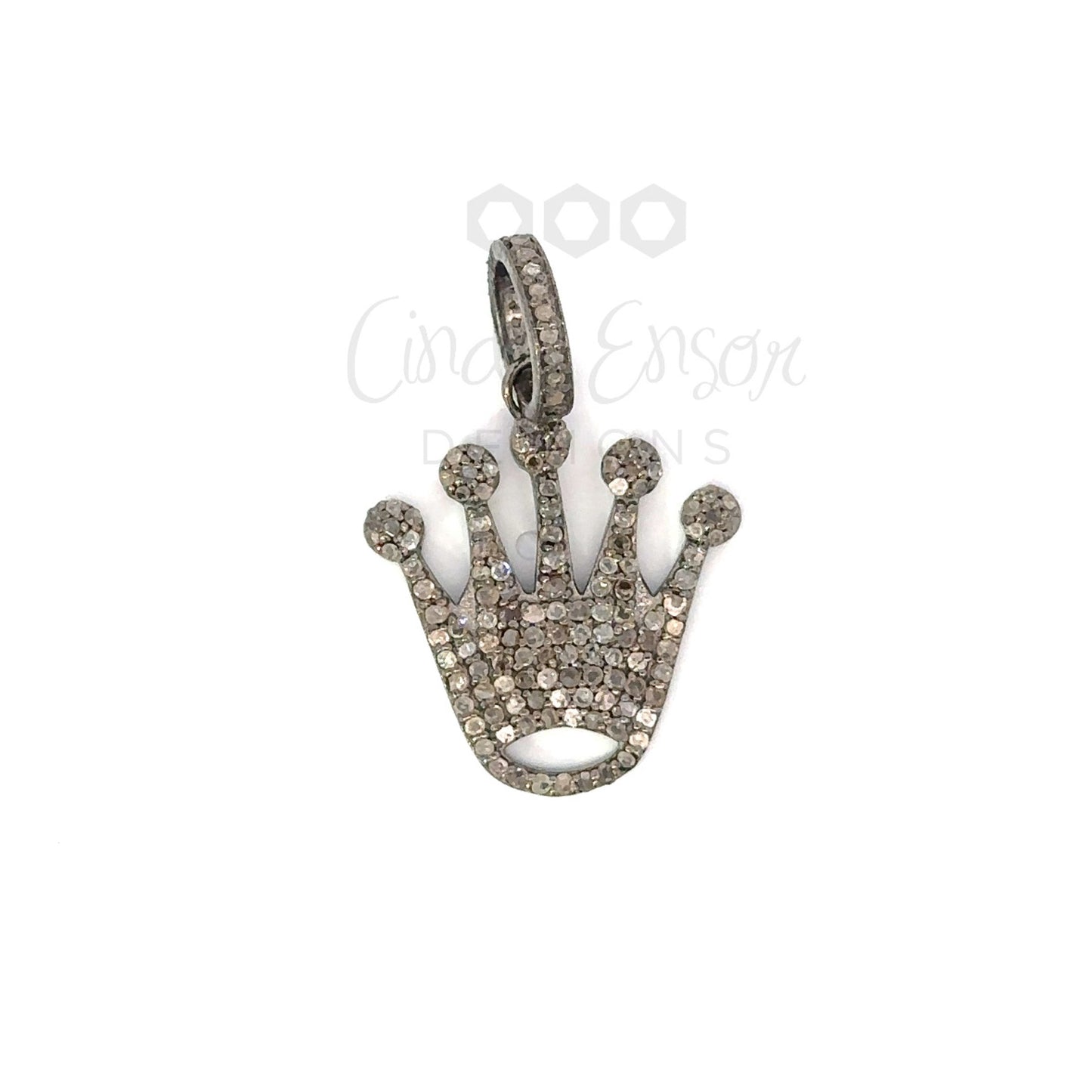 Pave Diamond Crown Pendant