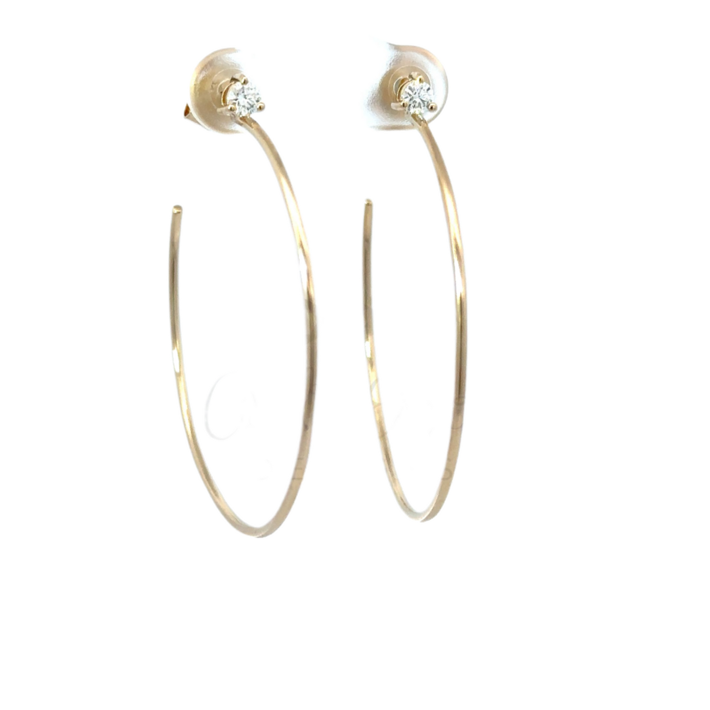 Hoop Earring with Prong Set Diamond Post