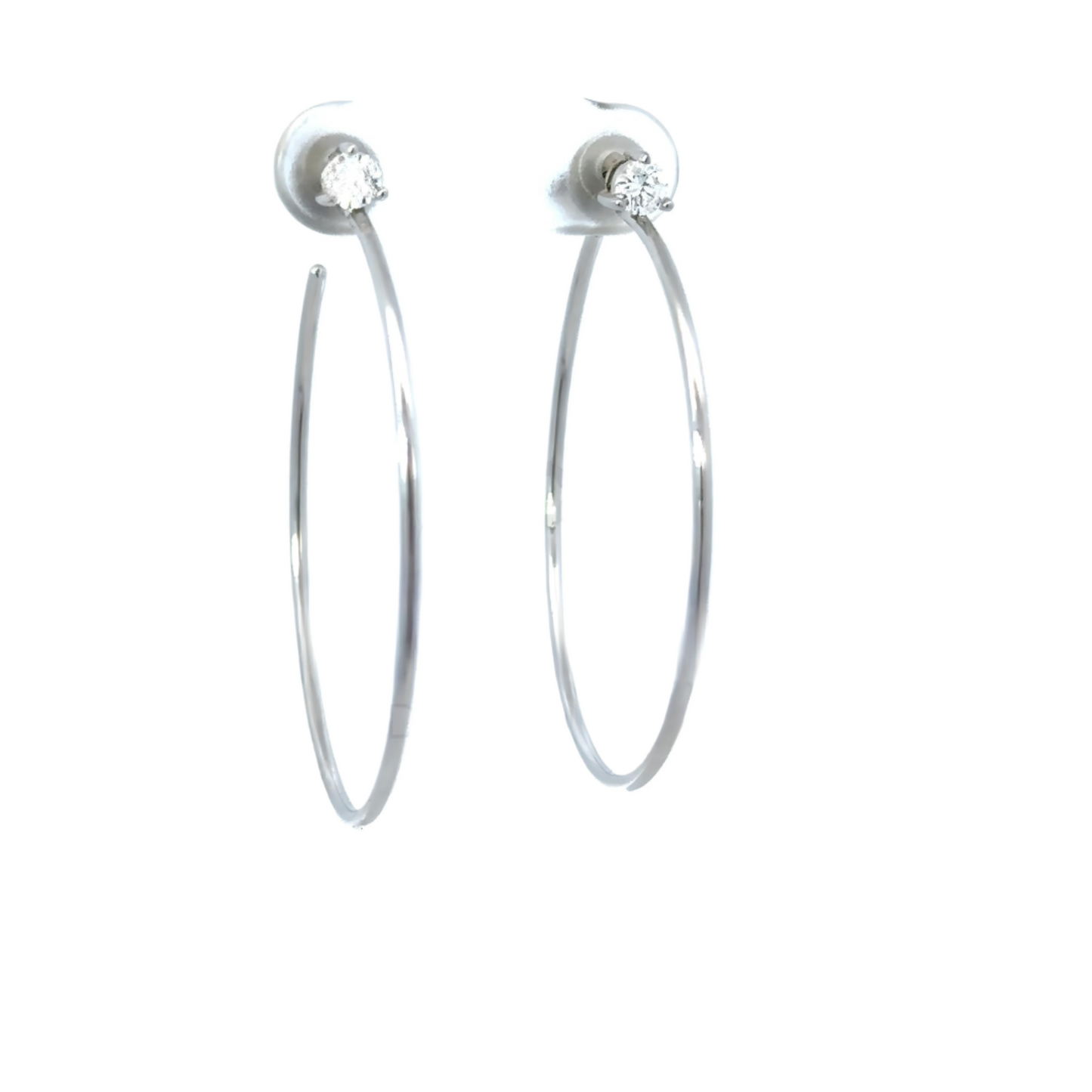 Hoop Earring with Prong Set Diamond Post
