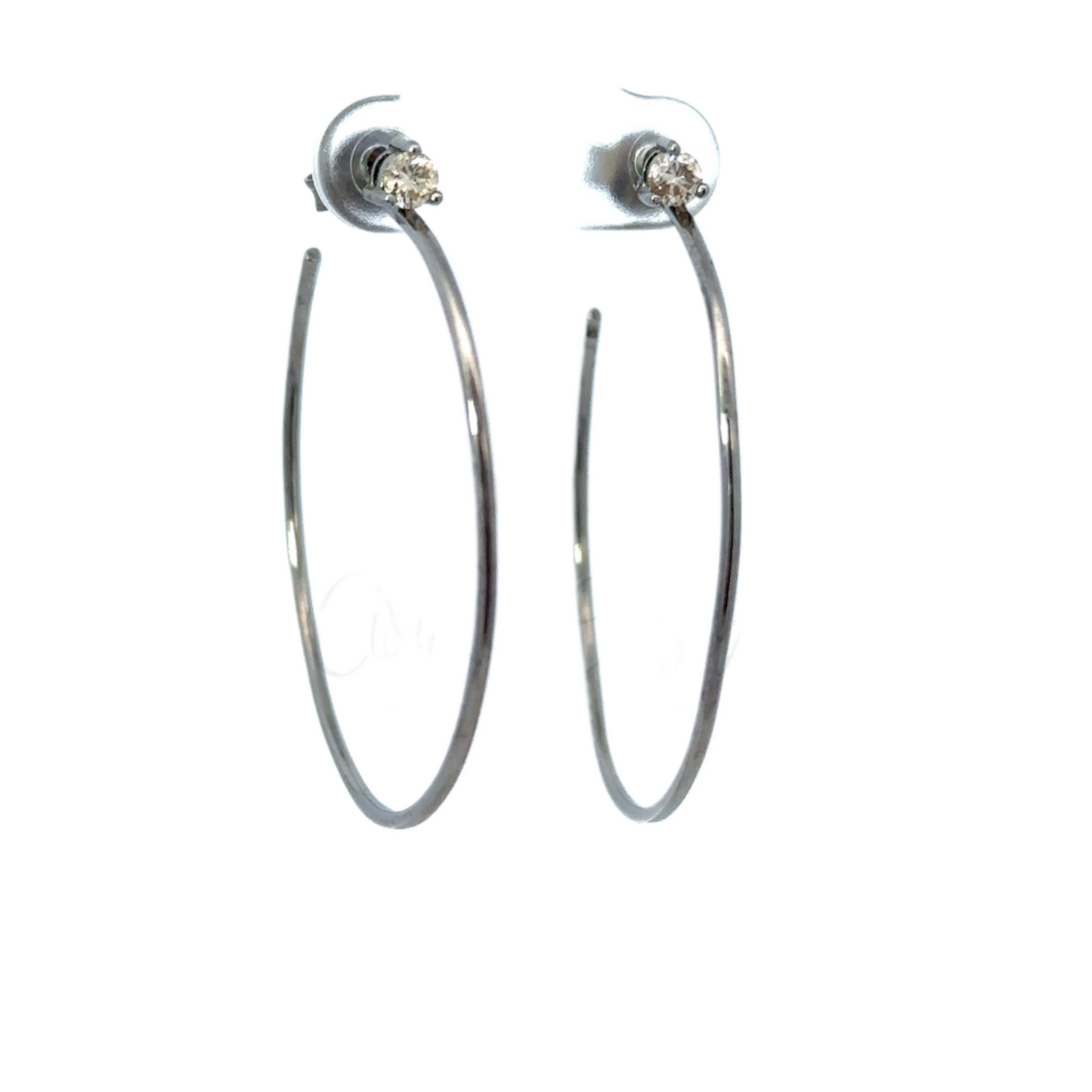 Hoop Earring with Prong Set Diamond Post