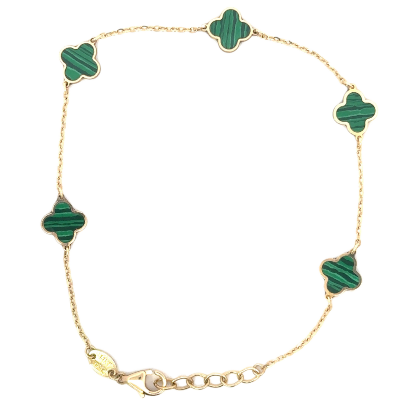 Yellow Gold Station Enamel Clover Bracelet