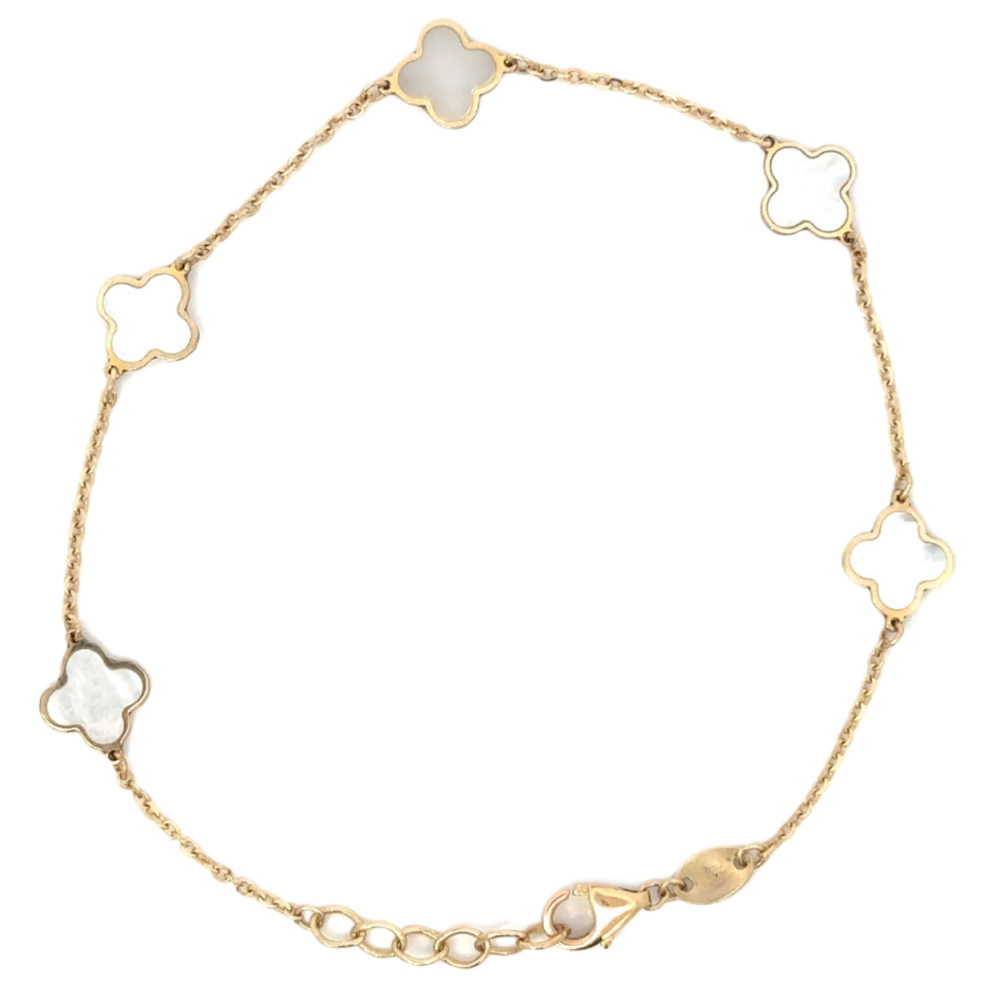 Yellow Gold Station Enamel Clover Bracelet