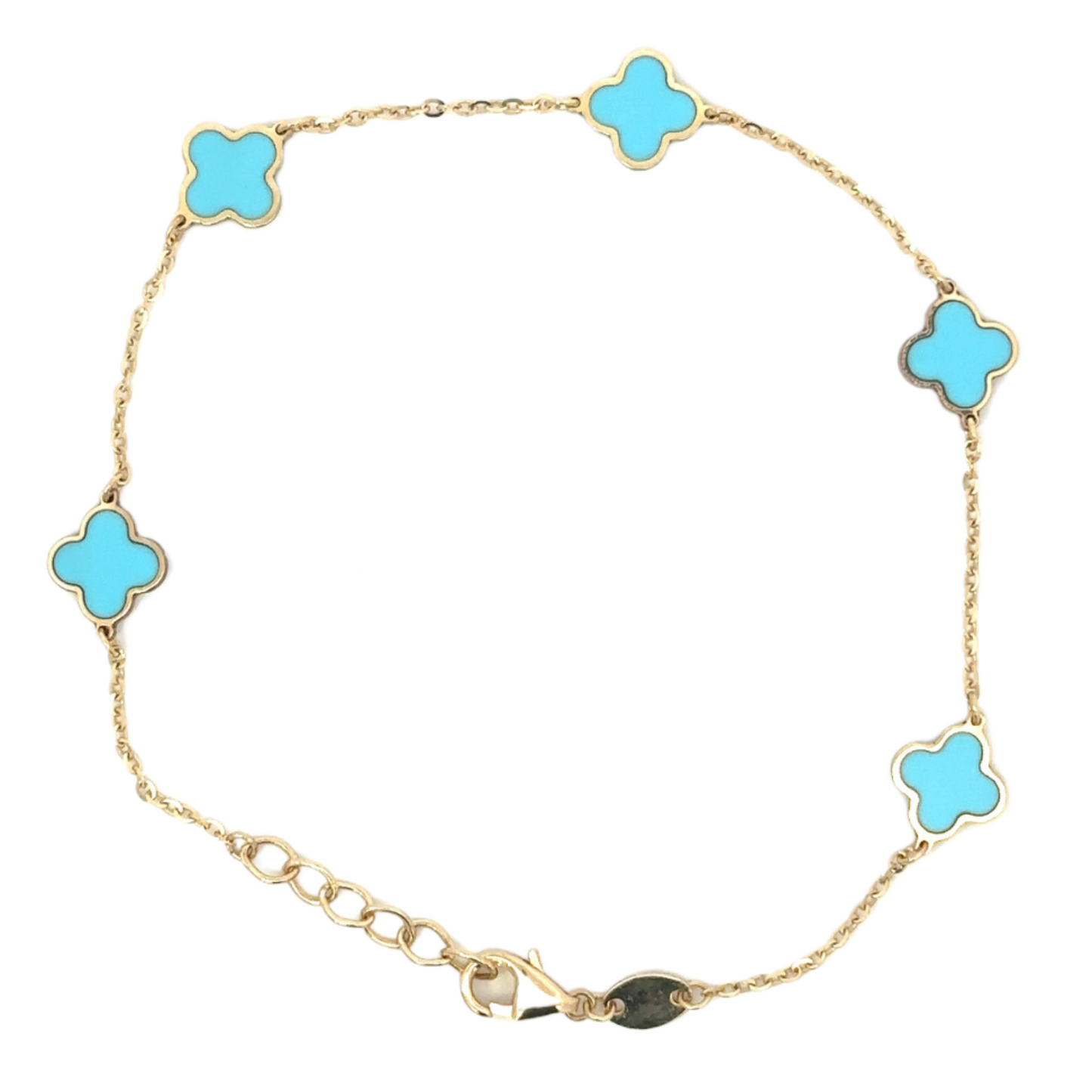 Yellow Gold Station Enamel Clover Bracelet