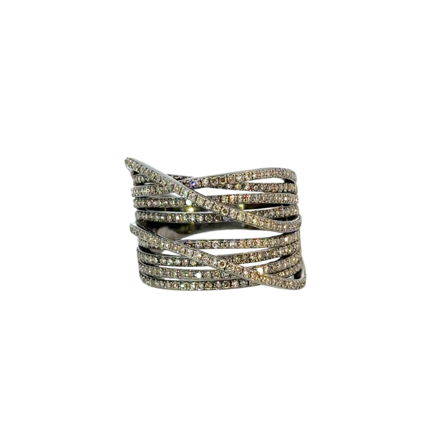 Multi-layer Pave Diamond Cyclone Ring