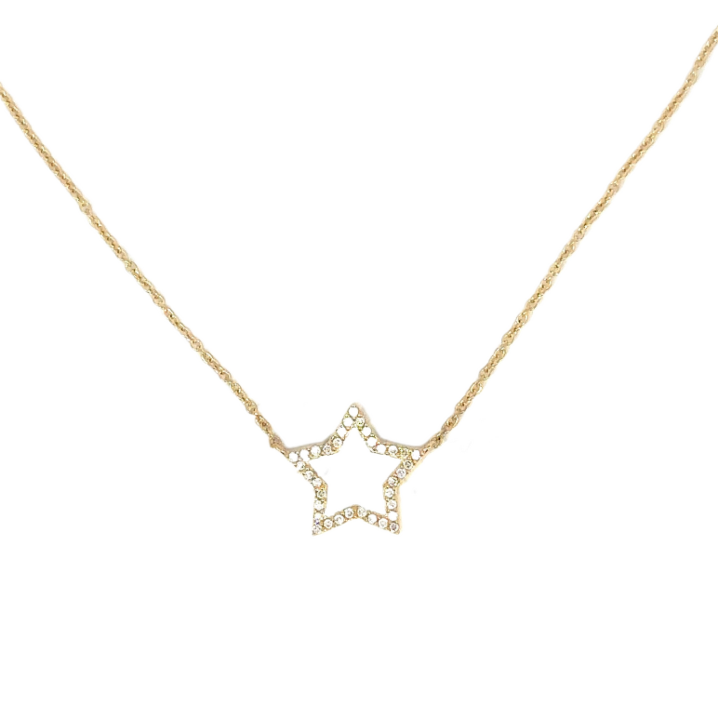 Enamel Star Necklace with Pave Diamond Border