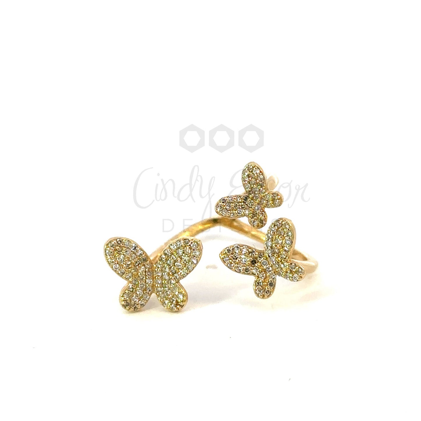 Pave Diamond Triple Butterfly Ring